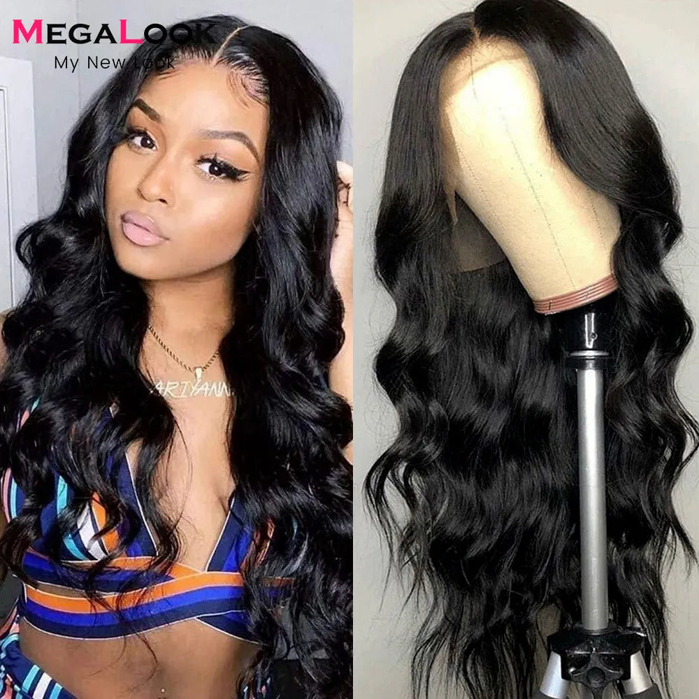 180 Density 13x4 Lace Front Wig Transparent Lace Frontal Wig Pre Plucked Brazilian Body Wave Human Hair Wigs For Women